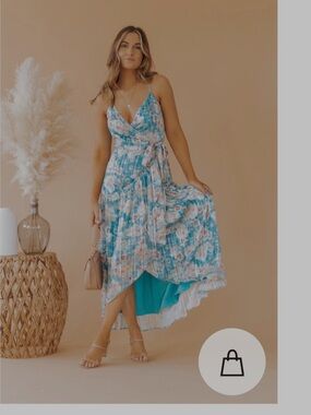 Blue floral wrap maxi dress